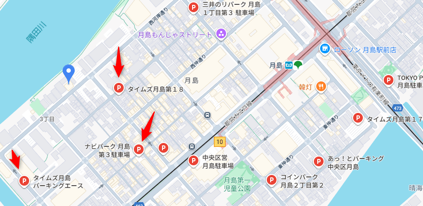 リントスル月島の駐車場