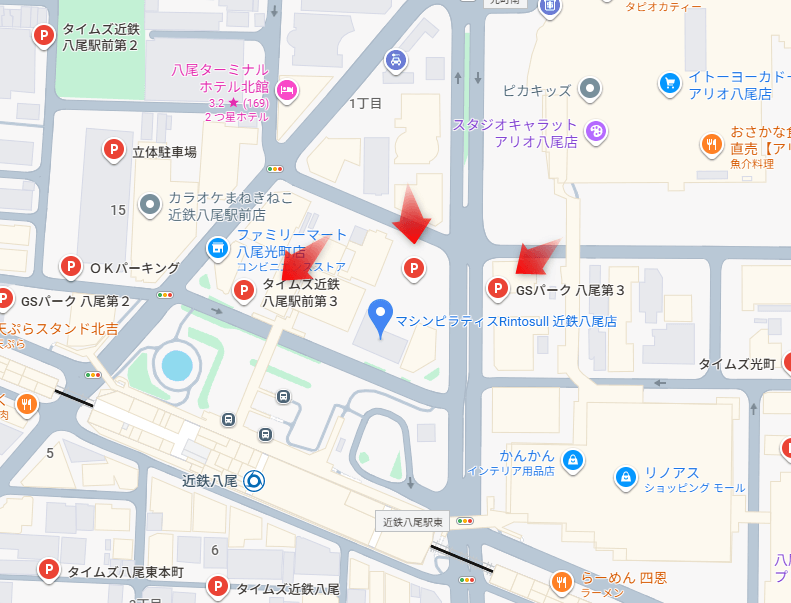リントスル近鉄八尾の駐車場マップ
