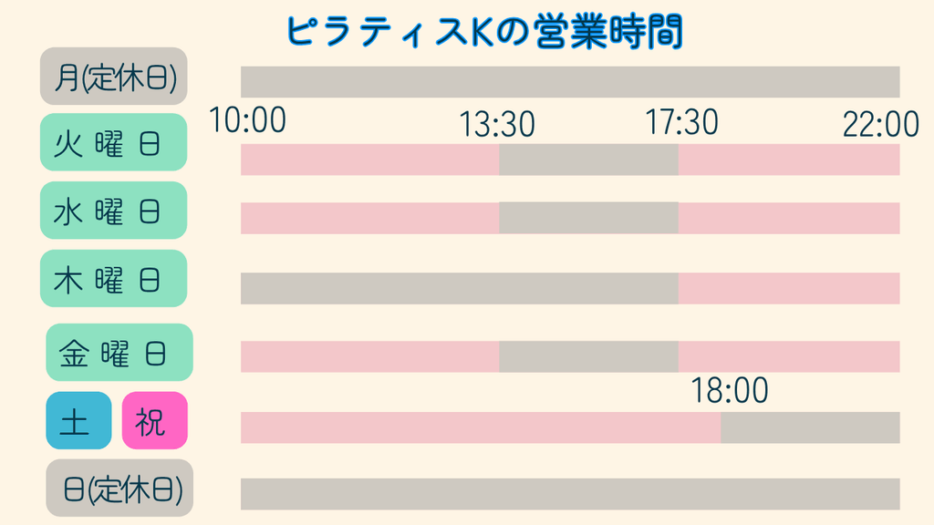 ♦ピラティスK 木曽川店の営業時間