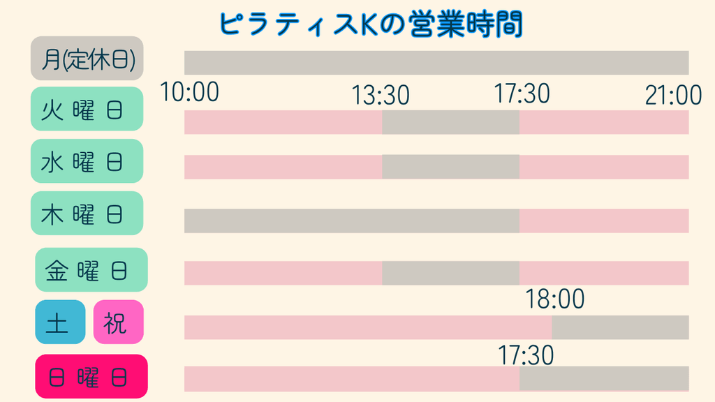 ♦ピラティスK ラスパ御嵩店の営業時間